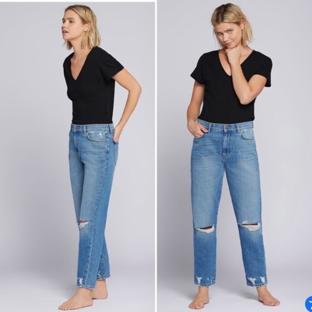 CURRENT/ELLIOTT | Boyfriend Original Fit Jeans Distressed Cotton NWT Size 24
